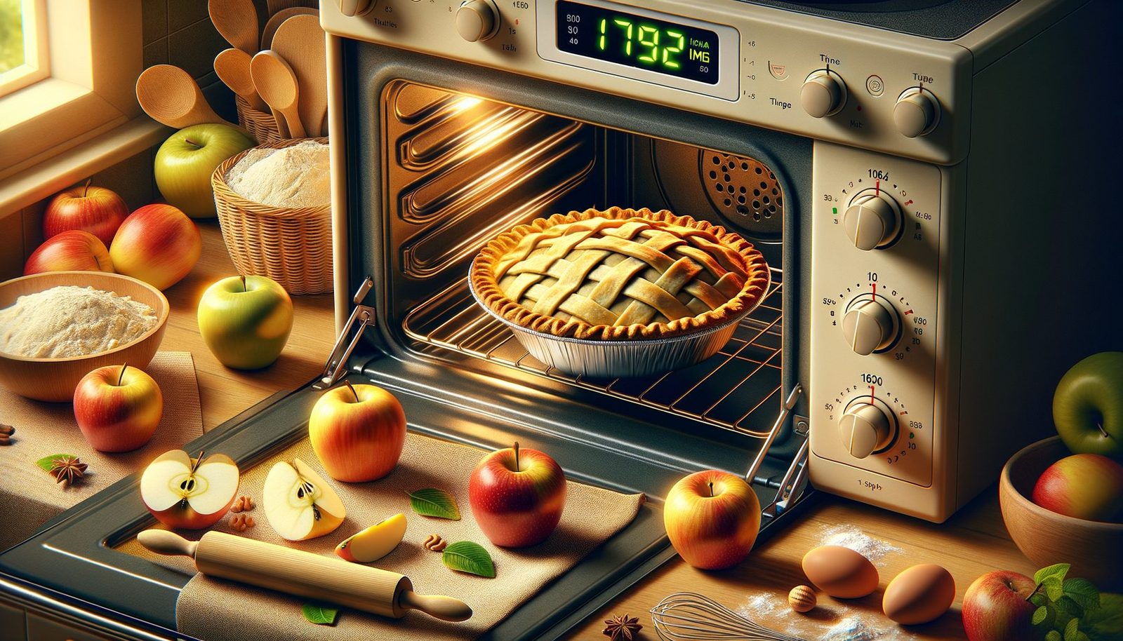 appeltaart hoe lang in de oven